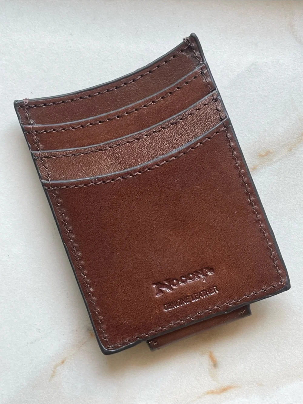 Nocona Men’s Red and Brown Floral Tooled Leather Magnetic Money Clip Wallet